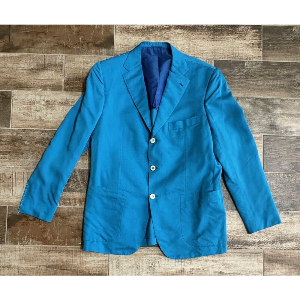 $8300 NWT KITON Napoli Blue Silk Wool Blazer 3 Button Blazer Luxury Italy 46/56R